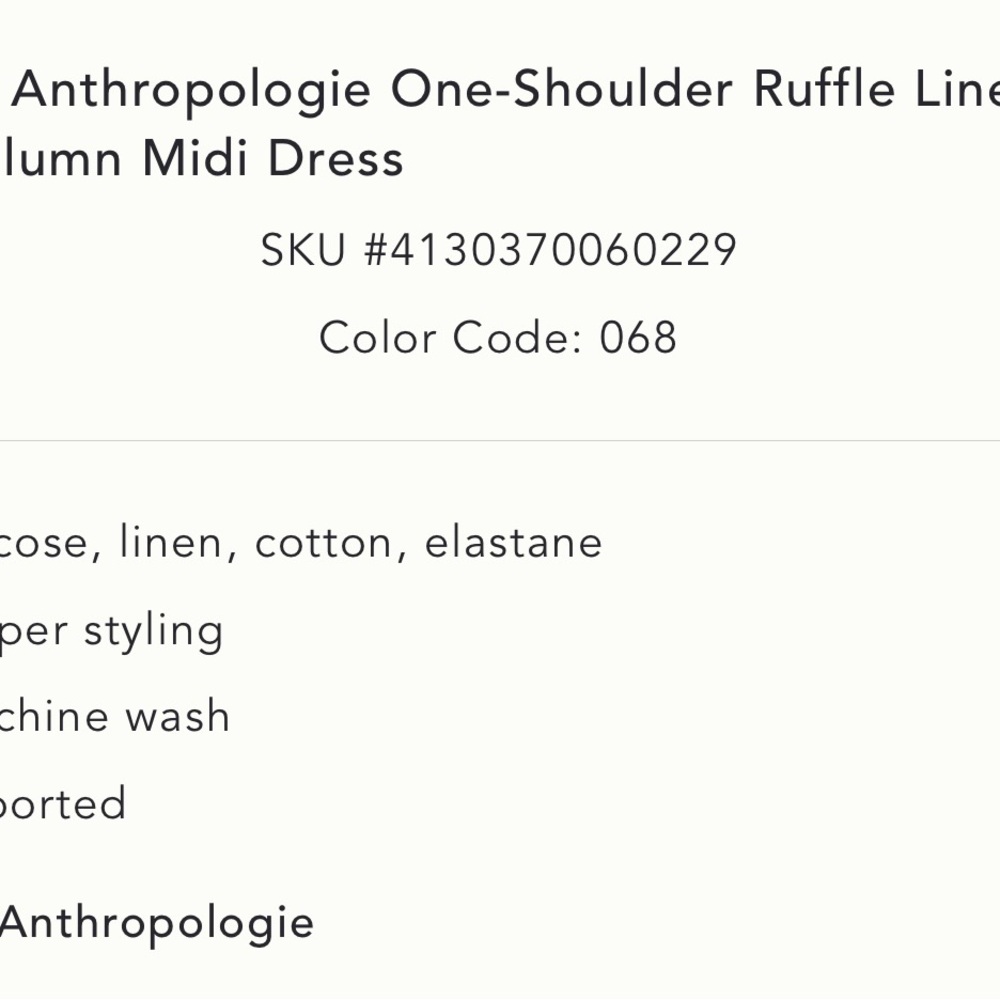 NWT Anthropologie Linen Blend Column Midi Dress - Picture 4 of 4
